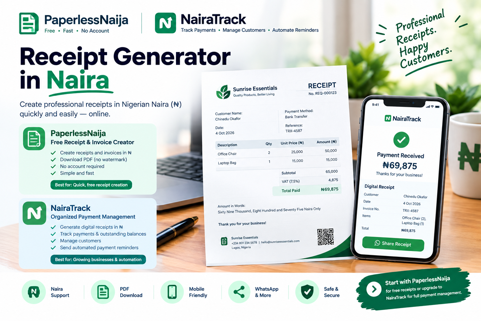 Receipt Generator in Naira: Create Professional ₦ Receipts Online